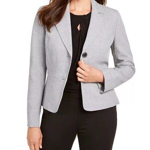 Kasper 2 Button Lined Peplum Blazer Gray